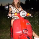 Vera on the bike at forest