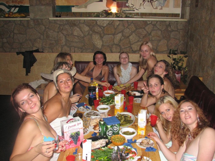 Girls have fun at party before wedding