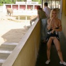 Blonde flash tits and pussy at zoo