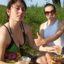 Girls flash tits on picnic