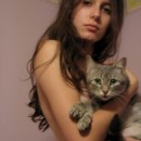 Skinny girl with piercing in pussy