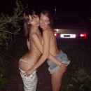 Two teen girls outdoors