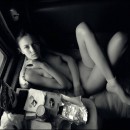 Beautiful photos of skinny girl in the train