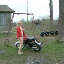 Blonde girl in russian village