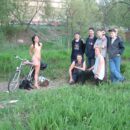 Russian brunette walks naked at public!