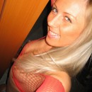 Sporty blonde in sexy dress