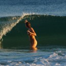 Sexy blonde naked on public beach