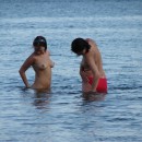Russian teen girls on public beach
