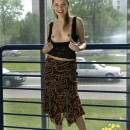 Sexy russian girl shows pussy at public