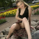 Sexy russian girl shows pussy at public