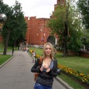 Amazing russian blonde shows perfect boobs in the center of Moscow