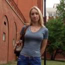 Amazing russian blonde shows perfect boobs in the center of Moscow