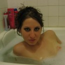 Teen amateur brunette with tiny tits shows ass and pussy at bath