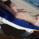 Amateur girl with big boobs at beach