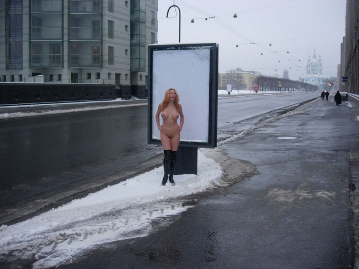 Crazy nude hot russian teen decides to take a photo outside