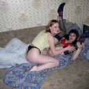 Three amateur russian lesbians have fun in bed
