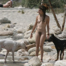 Crazy russian teen with very hairy pussy at beach
