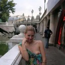 Nasty blonde pretends that she accidentally has shown her boobs