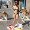 Perfect russian girls posing naked at public