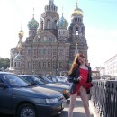 Perfect russian redhead shows boobs and pussy at public places