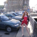 Perfect russian redhead shows boobs and pussy at public places