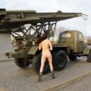 Crazy russian teen posing totally naked at public