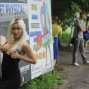 Perfect russian blonde teen shows boobs and pussy at public