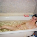Vintage photos of lovely russian brunette at bath