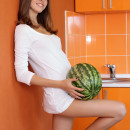 Beautiful session of young russian teen at kitchen