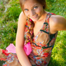 Beautiful smiling babe with very perky tits