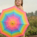 Russian blonde teen with umbrella