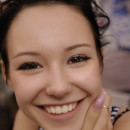 Very beautiful brunette teen with big pussy lips