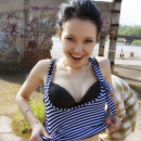 Very beautiful brunette teen with big pussy lips