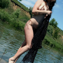 Girl in sexy underwear outdoors