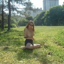 Moscow girl takes off clothes near university