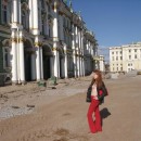 Russian redhead teen flashes her young tits at public places