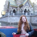 Very hot and young russian redhead floating on pleasure boat naked