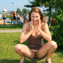 Russian chick enjoys to flash her genitals at public