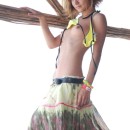 Short-haired redhead teen with skinny body