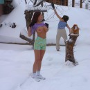 Two russian dolls plays snowballs naked