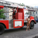 Good looking russian chick walks naked at fire station
