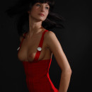 Russian brunette with nice natural boobs at studio