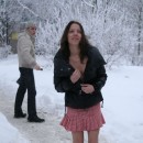 Upskirt session of young russian girl at winter