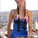 Young russian girl in sexy socks flashes at very public place