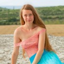 Very sweet girl and a rainbow