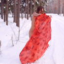 Perfect russian babe posing at winter forest