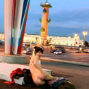 Crazy russian Mila S undressing in very centre of city