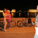 Naked Inna with Peter the Great at the night city
