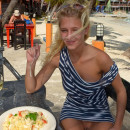 Russian blonde on a tropical island with no panties