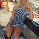 Russian blonde on a tropical island with no panties